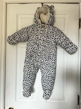 Huggies Infant Black & White Leopard Print Hooded Snowsuit